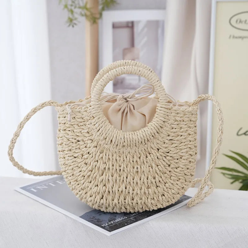 Natural Paper Hand Woven Crossbody Bag