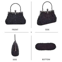 Vintage Dark Blue Beaded Evening Shoulder Bag image 6
