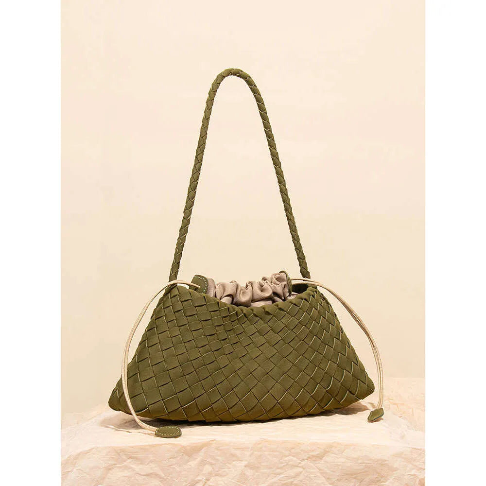 Designer Woven Cowhide Leather Basket Tote Bag — view 7