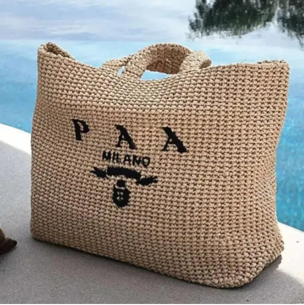 Luxury Designer Handmade Raffia Tote Bag — view 8