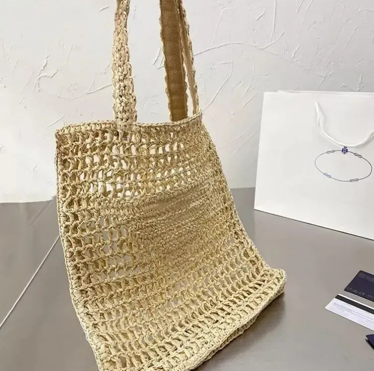 Luxury Designer Handmade Raffia Tote Bag — view 6