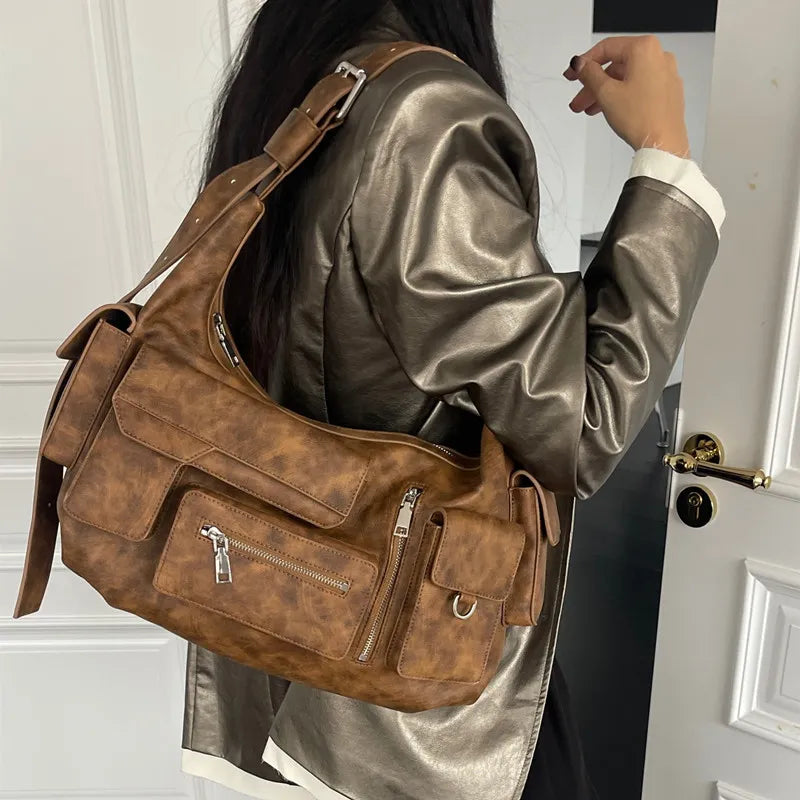 Vintage Moto & Biker Multiple Pockets Shoulder Bag — detail 3