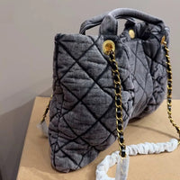 Luxury Bow Quilted Denim Bag image 5