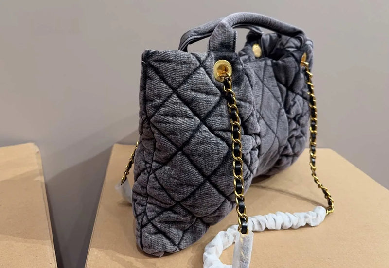 Luxury Bow Quilted Denim Bag — detail 5