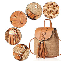 Summer Straw Woven Backpack image 1