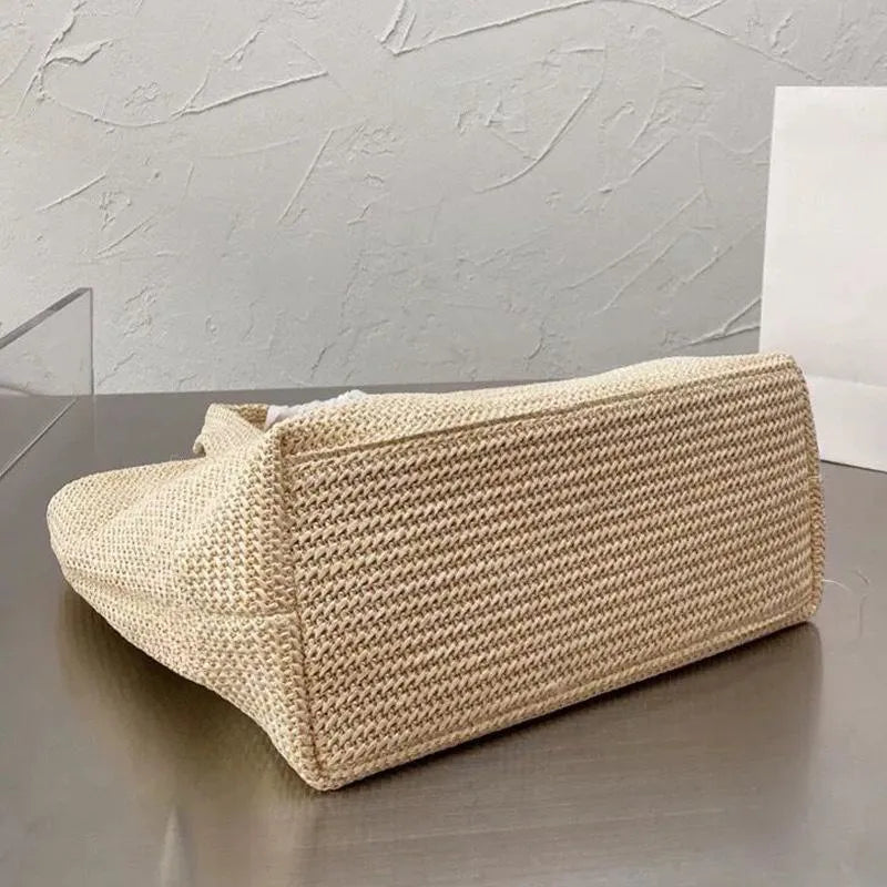 Top Summer Stripe Straw Tote Bag — view 4