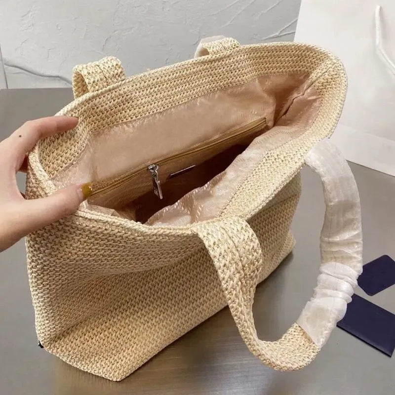 Top Summer Stripe Straw Tote Bag — view 3
