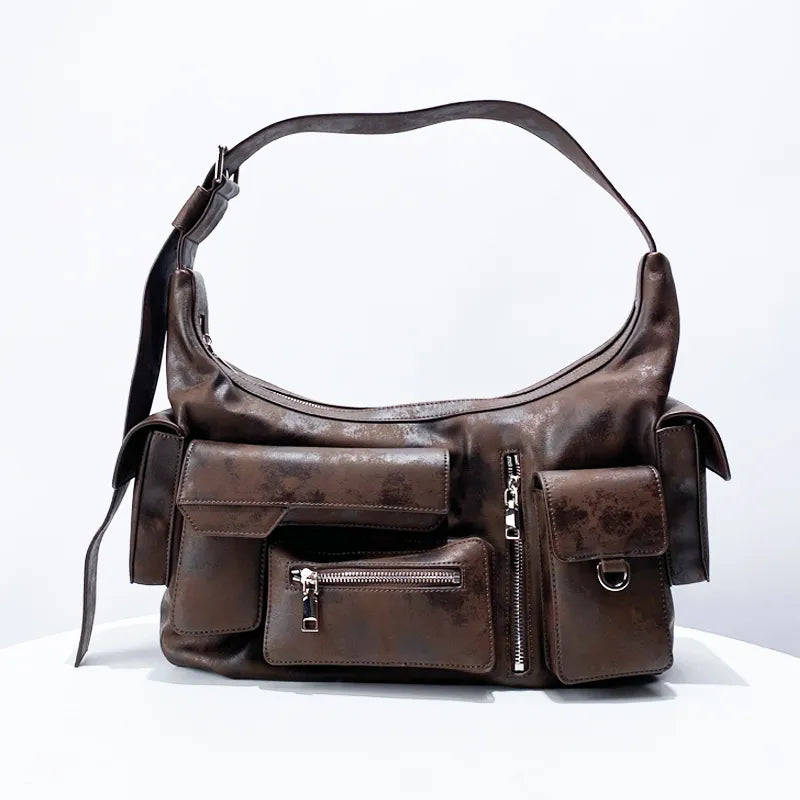 Vintage Moto & Biker Multiple Pockets Shoulder Bag — detail 6