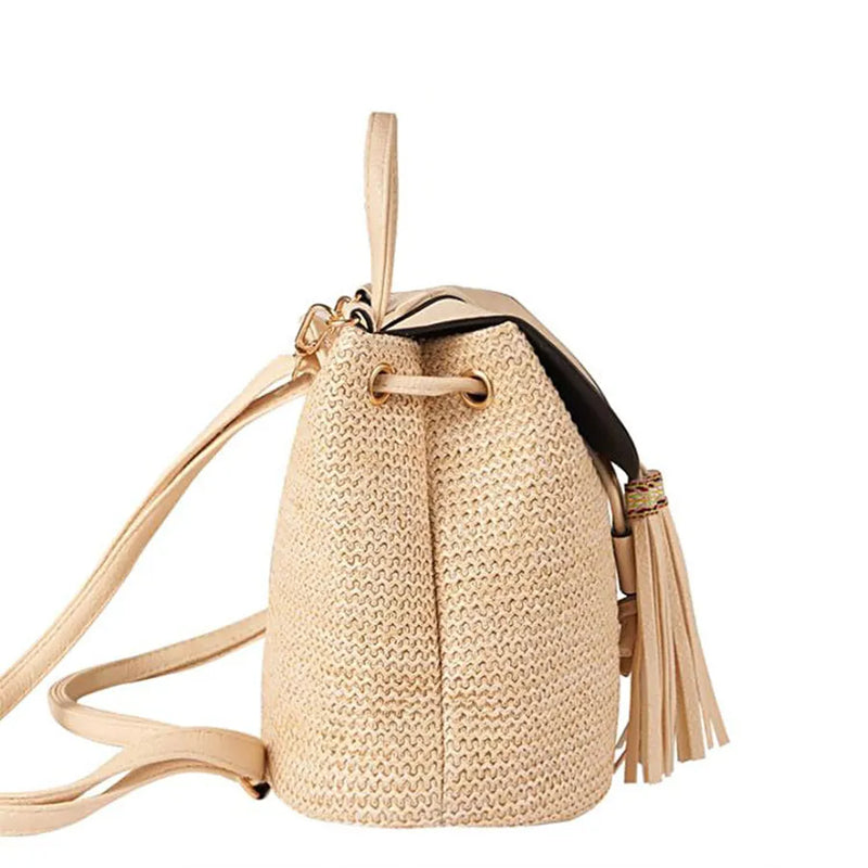 Summer Straw Woven Backpack — detail 2
