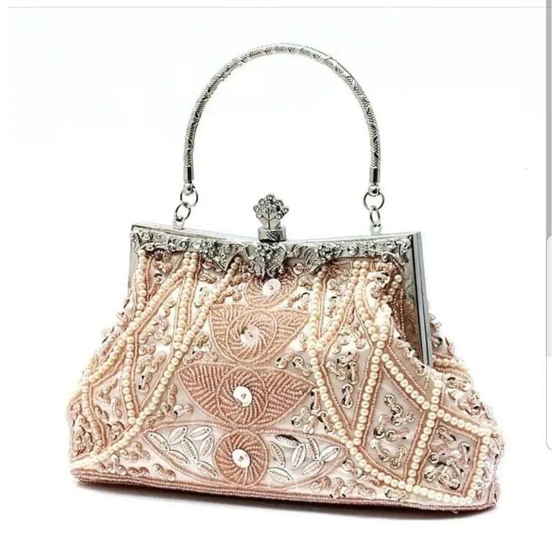 Vintage Dark Blue Beaded Evening Shoulder Bag — detail 3