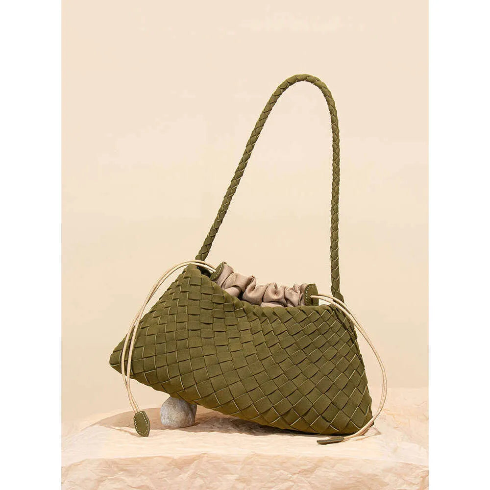 Designer Woven Cowhide Leather Basket Tote Bag — view 6