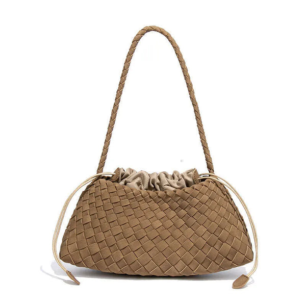 Designer Woven Cowhide Leather Basket Tote Bag