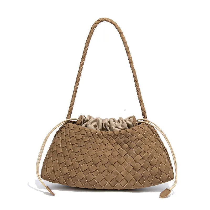 Designer Woven Cowhide Leather Basket Tote Bag — view 1