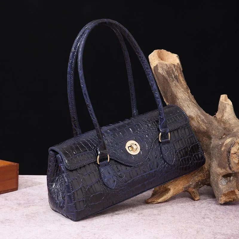Retro Crocodile Pattern Baguette Bag — view 4
