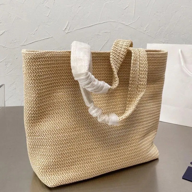 Top Summer Stripe Straw Tote Bag — detail 5