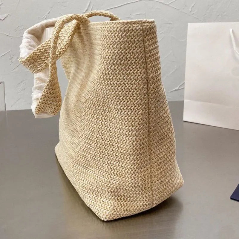 Top Summer Stripe Straw Tote Bag