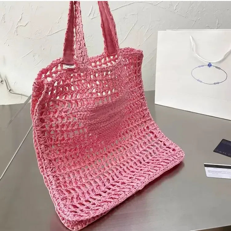 Luxury Designer Handmade Raffia Tote Bag — view 2
