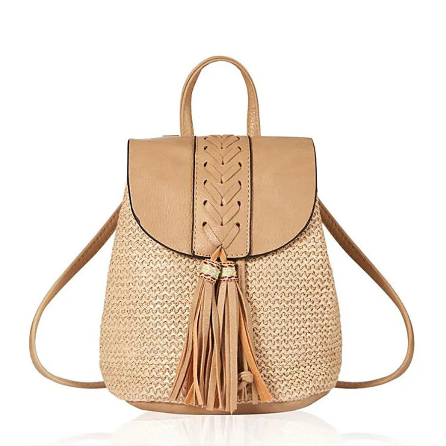 Summer Straw Woven Backpack — view 5