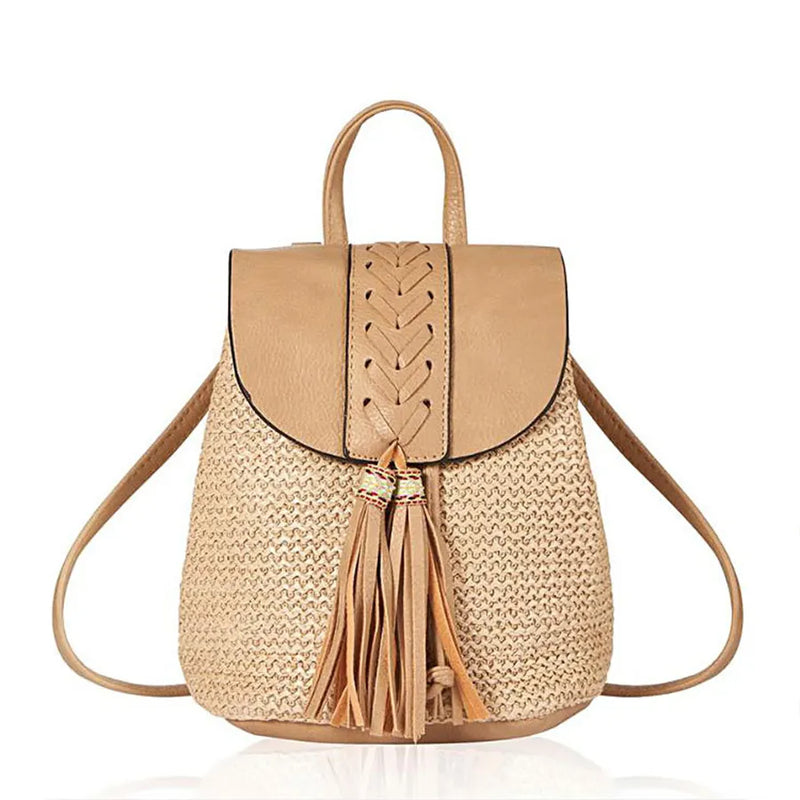 Summer Straw Woven Backpack — detail 5