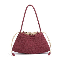 Designer Woven Cowhide Leather Basket Tote Bag image 3