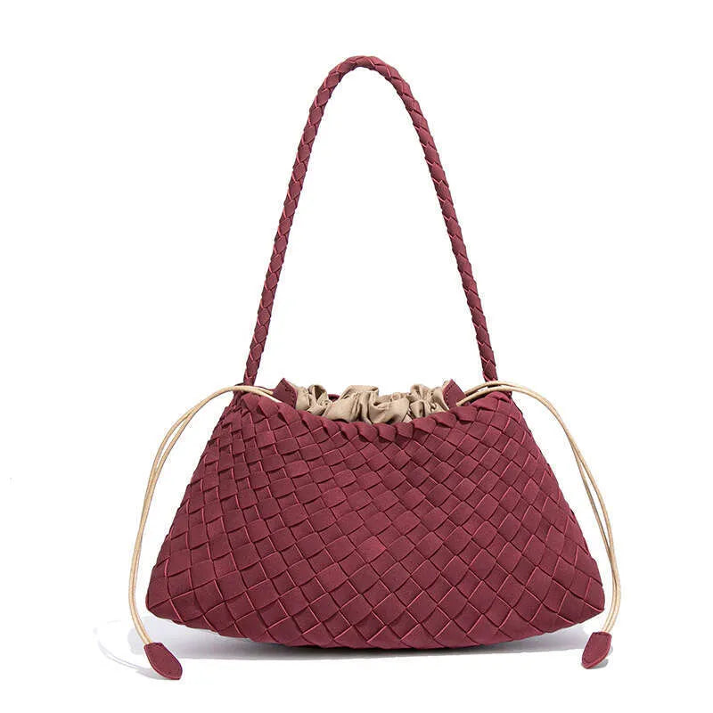 Designer Woven Cowhide Leather Basket Tote Bag — detail 3