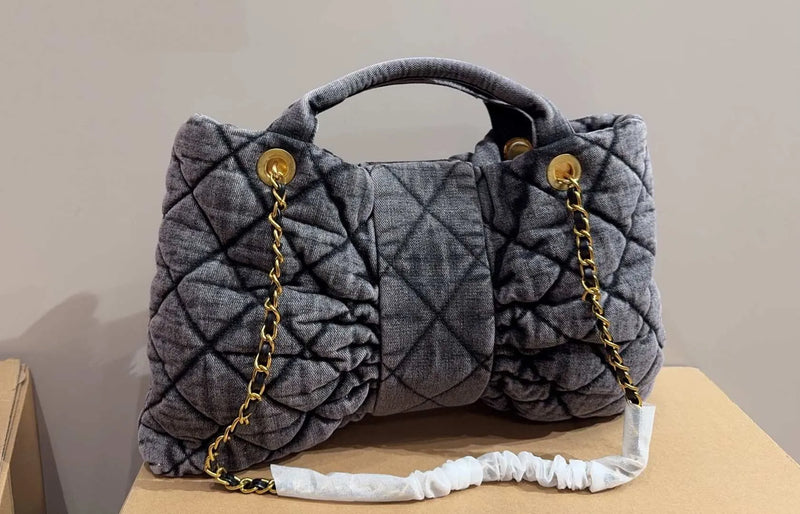 Luxury Bow Quilted Denim Bag — detail 6
