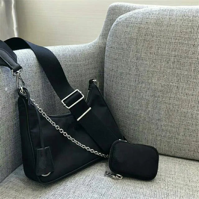 Inspired Black & White Patchwork Travel Bag — view 4
