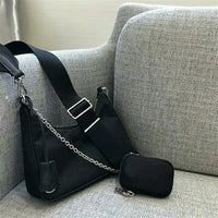 Inspired Black & White Patchwork Travel Bag image 4