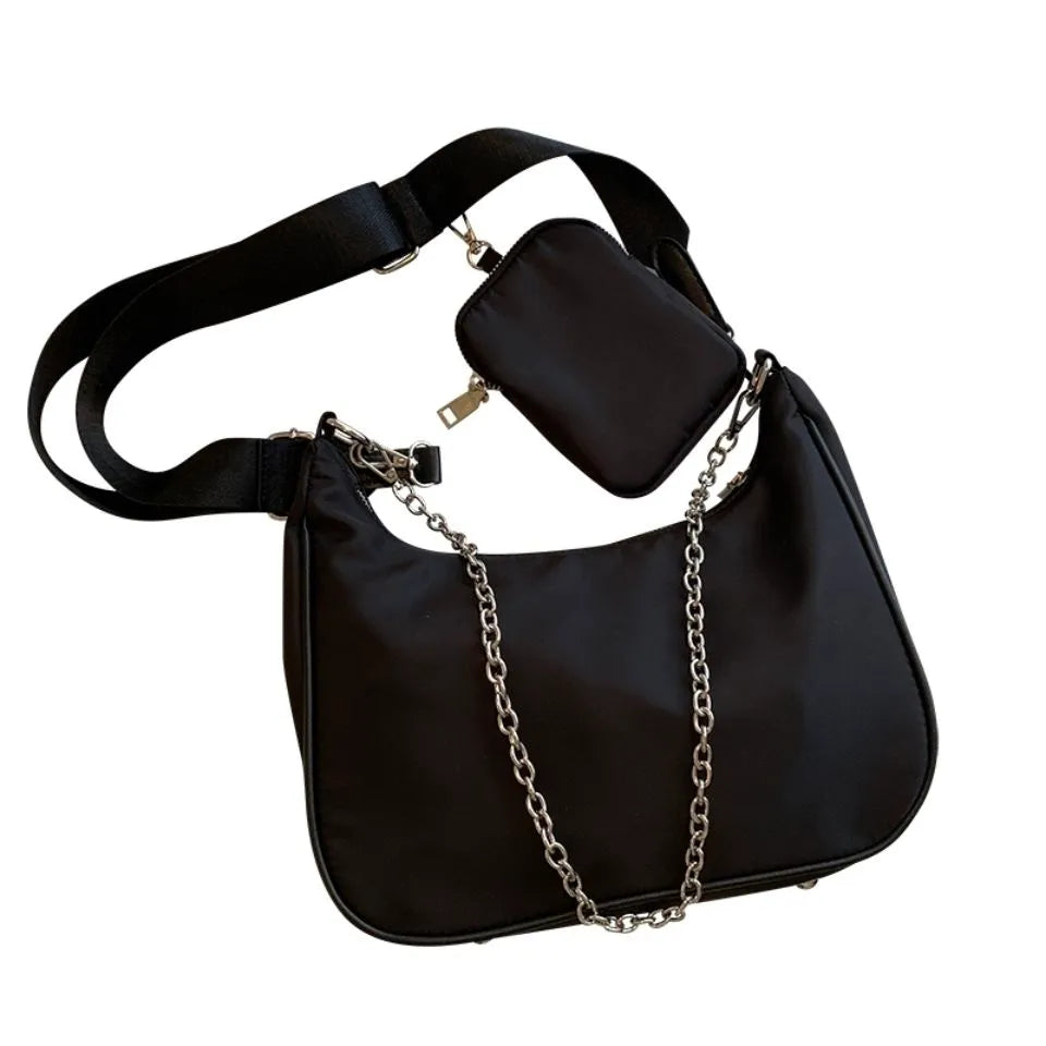 Inspired Black & White Patchwork Travel Bag — view 3