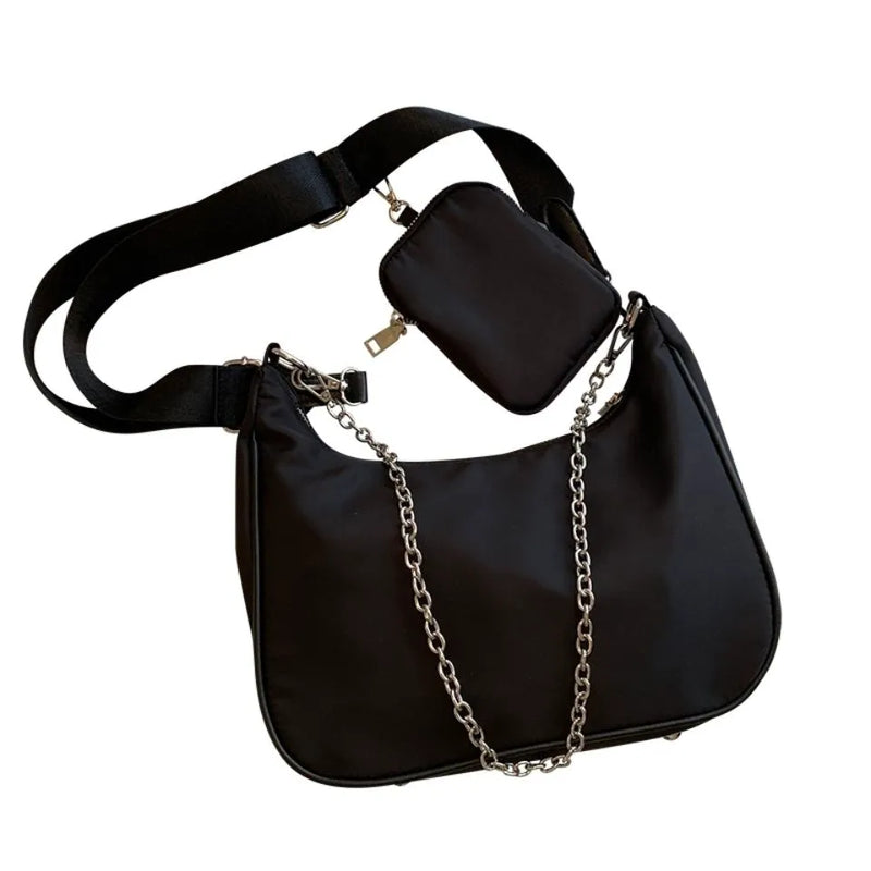 Inspired Black & White Patchwork Travel Bag — detail 3