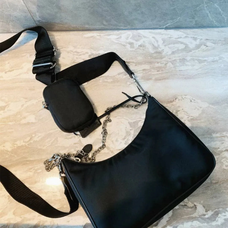 Inspired Black & White Patchwork Travel Bag — detail 6