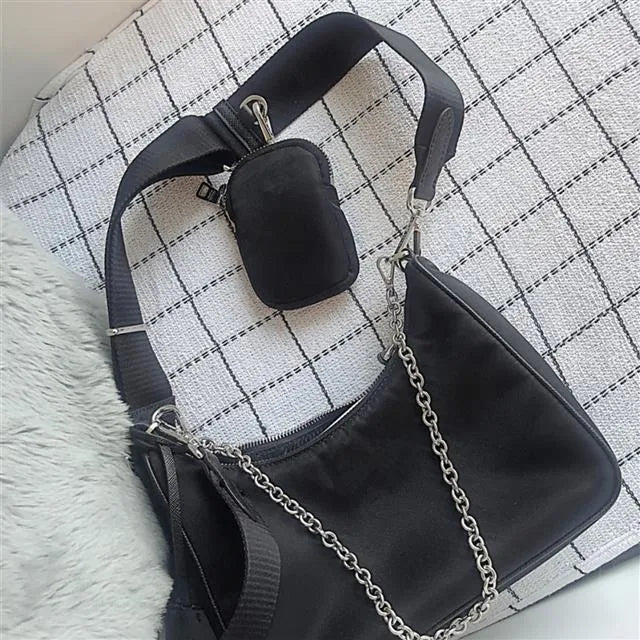 Inspired Black & White Patchwork Travel Bag — detail 5